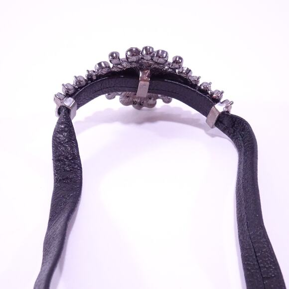 Anthropologie Women's Vegan Leather Crystal Glamour Choker Necklace NWOT 89 - Picture 5 of 5